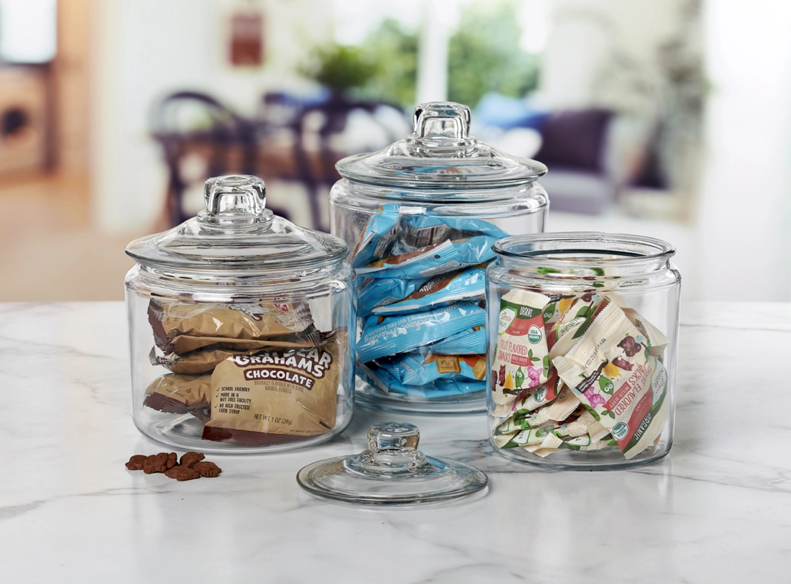 Glass Jars with Glass Lids- Anchor Hocking